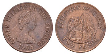 Джерси 2 пенса 1986 Сент-Хелиер KM 55 бронза 4563-825