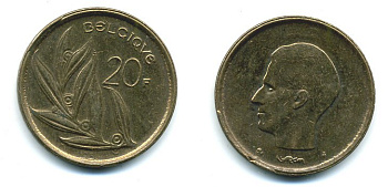 Бельгия 20 франков 1981 Belgique, Бодуэн I (1951-1993) KM 159 никель бронза 25-1652