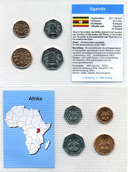 УГАНДА НАБОР ИЗ 4 МОНЕТ 1987 В ЗАПАЙКЕ UNC 3-6-4-26