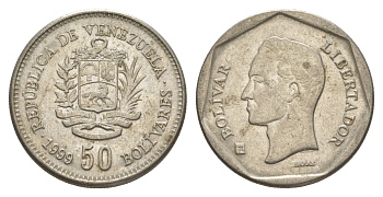 Венесуэла 50 боливаров 1999 Симон Боливар Y 77.2 сталь плакированная никелем 4592-932