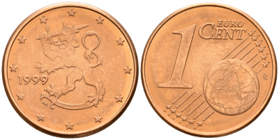 Финляндия 1 евроцент 1999  KM 98 сталь плакированная медью  UNC  4189-145