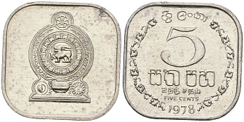 Шри-Ланка 5 центов 1978 KM 139a алюминий 4136-555