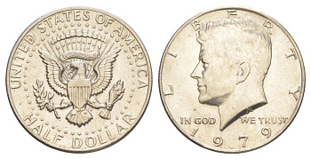 США 1/2 доллара (50 центов) 1979 Джон Кеннеди KM A202b медь плакированная медно-никелем aUNC 4542-135