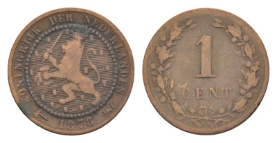 Нидерланды 1 цент 1878 Виллем III (1849-1890) KM 107 бронза 58-1131