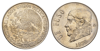 Мексика 1 песо 1976 Хосе Мария Морелос KM 460 медно-никель UNC 4645-1126
