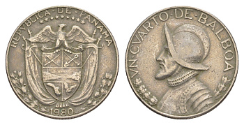 Панама 1/4 бальбоа 1980 KM 11.2a медь плакированная медно-никелем 4646-315