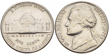 США 5 ЦЕНТОВ 1977 D, ДЖЕФФЕРСОН KM А192 медно-никель 4546-1146