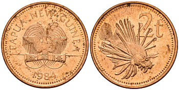 Папуа-Новая Гвинея 2 тойя 1984 Елизавета II (1953-) KM 2 бронза 4187-837