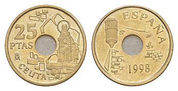 Испания 25 песет 1998 Сеута KM 990 алюминиевая бронза 4621-112