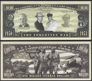 США 1000000 долларов 2003 забытая война (корейская война) бумага UNC (пресс) 7196-6-2