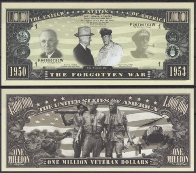 США 1000000 долларов 2003 забытая война (корейская война) бумага UNC (пресс) 7196-6-2