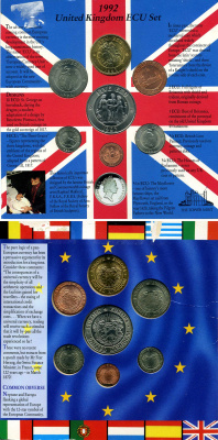 Великобритания набор из 7 монет экю 1992 в картонном буклете    BUNC  7-4-1-41