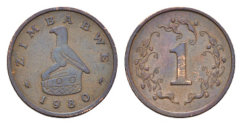 Зимбабве 1 цент 1980 птица-идол KM 1 бронза 4679-559