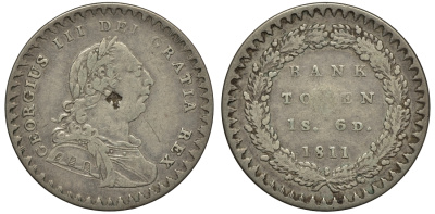 Великобритания 1 шиллинг 6 пенсов 1811 Георг III (1760-1820), жетон (токен) Банка Англии KM Tn2, Spink 3771 серебро 1524-344