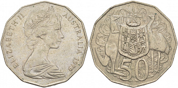 Австралия 50 центов 1979 Елизавета II (1952-2022), герб, кенгуру KM 68 медно-никель 3457-216