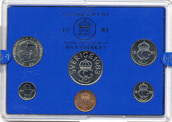 Швеция набор монетного двора из 6 монет 1983 в пластике, Карл XVI Густав (1973- ) KM MS27 UNC 5-4-2-59