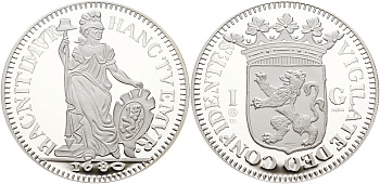 Нидерланды медаль ND серия старинные монеты, 1 гульден 1680, вес 31,2 грамма  серебро  PROOF  06-266-21