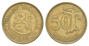 Финляндия 50 марок 1953 KM 40 алюминиевая бронза 4648-645
