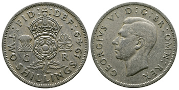 Великобритания 2 шиллинга (флорин) 1949 Георг VI (1936-1952) KM 878, Spink 4107 медно-никель 4381-1234
