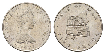 Остров Мэн 5 пенсов 1978 KM 35 медно-никель UNC 4622-512