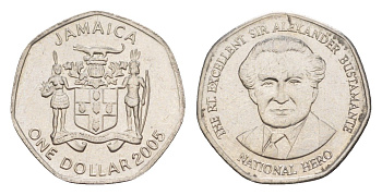 Ямайка 1 доллар 2005 Александр Бустаманте KM 164 сталь плакированная никелем UNC 4643-129