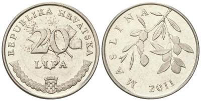 Хорватия 20 лип 2011 нечетный год KM 7 сталь плакированная никелем  UNC  105-441