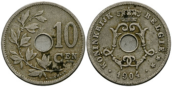 Бельгия 10 сантимов 1904 Belgie KM 53 медно-никель 4172-1131