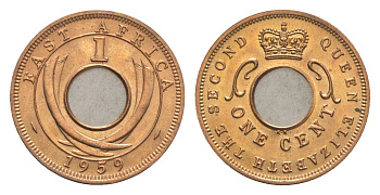 Британская Восточная Африка 1 цент 1959 KN, Елизавета II (1952-2022) KM 35 бронза UNC 4651-444