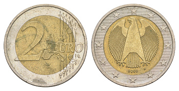 Германия 2 евро 2002 A KM 214 биметалл 4629-436