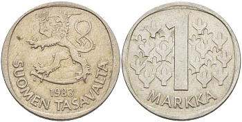 ФИНЛЯНДИЯ 1 МАРКА 1983 К KM 49а медно-никель 61-1132