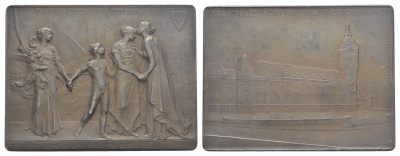 Франция плакетка железнодорожной компании "P.L.M. - Chemins de fer de Paris ? Lyon et ? la M?diterran?e" ND В оригинальной коробке, Париж на заднем плане с железнодорожным вокзалом, Пантеон и собор Парижской Богоматери 3-5-3-15