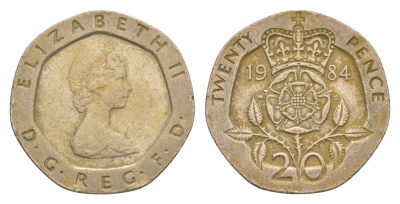 Великобритания 20 пенсов 1984 Елизавета II (1952-2022) KM 931, Spink 4230 (G1) медно-никель 4639-844