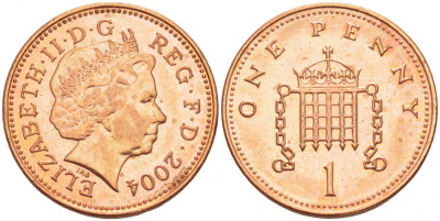 Великобритания 1 пенни 2002 Елизавета II (1952-2022) KM 986, Spink 4710 (B5) сталь плакированная медью UNC 112-1038