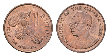 Гамбия 1 бутут 1974 ФАО - Еда для человечества KM 14 бронза UNC 4164-612