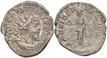 Римская Империя (императоры в Галлии) антониниан 260 - 269 Постум. IMP C POSTVMVS P F AVG / PROVIDENTIA AVG, Провиденция, держащая скипетр и сферу, Колония Агриппины, Good Very fine RIC 323 биллон 1073-13-35