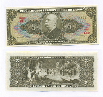 БРАЗИЛИЯ 5 КРУЗЕЙРО 1964 ESTAMPA 2A, БАРАО ДО РИО БРАНКО, СЕРИЯ 4088, ПОДПИСЬ 14 Pick 176d бумага UNC (ПРЕСС) 6300-37-2-2