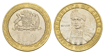 Чили 100 песо 2004 KM 236 биметалл UNC 4641-531