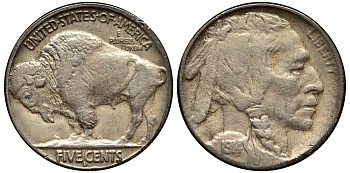 США 5 центов 1914 D, индеец, бизон KM 134 медно-никель 1522-521