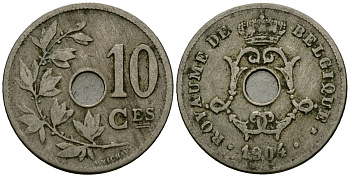 Бельгия 10 сантимов 1904 Belgique KM 52 медно-никель 4172-737
