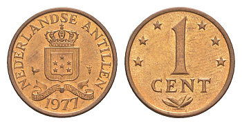 Нидерландские Антильские острова (Нидерландские Антилы) 1 цент 1977 Юлиана (1948-1980) KM 8 бронза UNC 4613-256