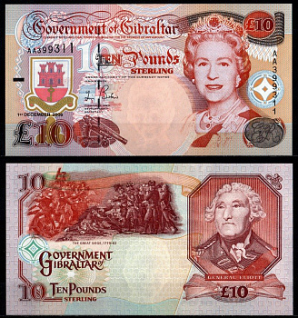 Гибралтар 10 фунтов 2006 Елизавета II. Великая осада, 1779-1783, генерал Элиотт Pick 32 бумага UNC (пресс) 451-1236-3