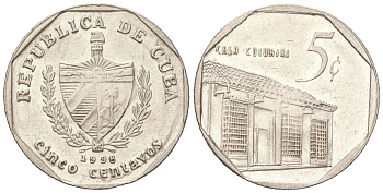 Куба 5 сентаво 1998 KM 575.2, Schoen 713, JMA MC19 сталь плакированная никелем 4611-452