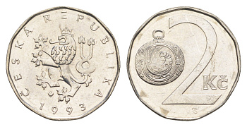 Чехия 2 кроны 1993 KM 9 сталь плакированная никелем UNC 4651-561