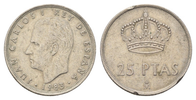Испания 25 песет 1983 Хуан Карлос I (1975-2014) KM 824 медно-никель 4707-421