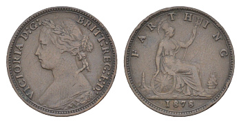 Великобритания 1 фартинг 1878 Виктория (1837-1901) KM 753, Spink 3958 бронза 4630-153