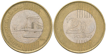 Венгрия 200 форинтов 2010 BP KM 826 биметалл 4120-322