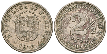 Панама 2 1/2 сентесимо 1916 KM 7 медно-никель 4615-858