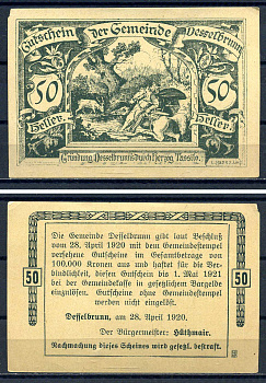 Дессельбрунн (Австрия) 50 геллеров 1920 бумага aUNC 7556-36-3-1