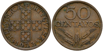 Португалия 50 сентаво 1973 KM 596 бронза 4156-531