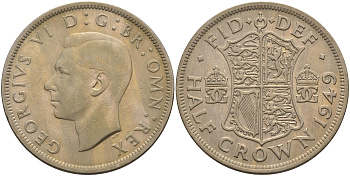 Великобритания 1/2 кроны 1949 Георг VI (1936-1952) KM 879, Spink 4106 медно-никель 4367-1232